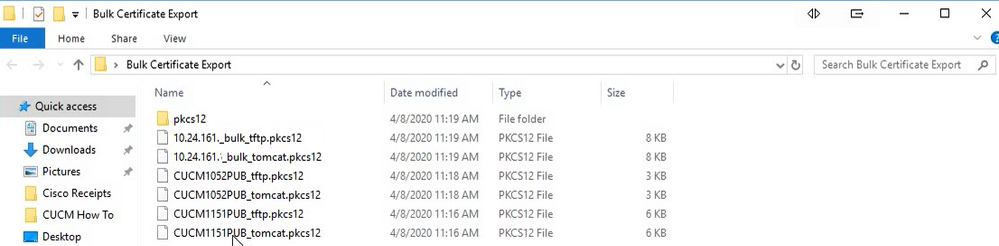 Contents of the SFTP Directory after the Export of all Certificates
