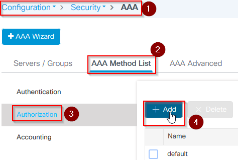 Add a AAA authorization method