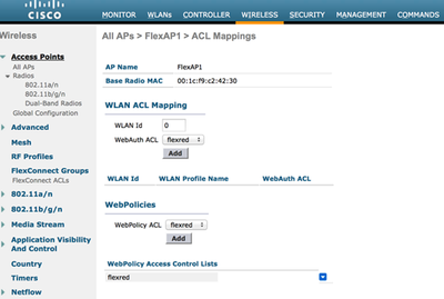 Add ACL to Web Policy Area