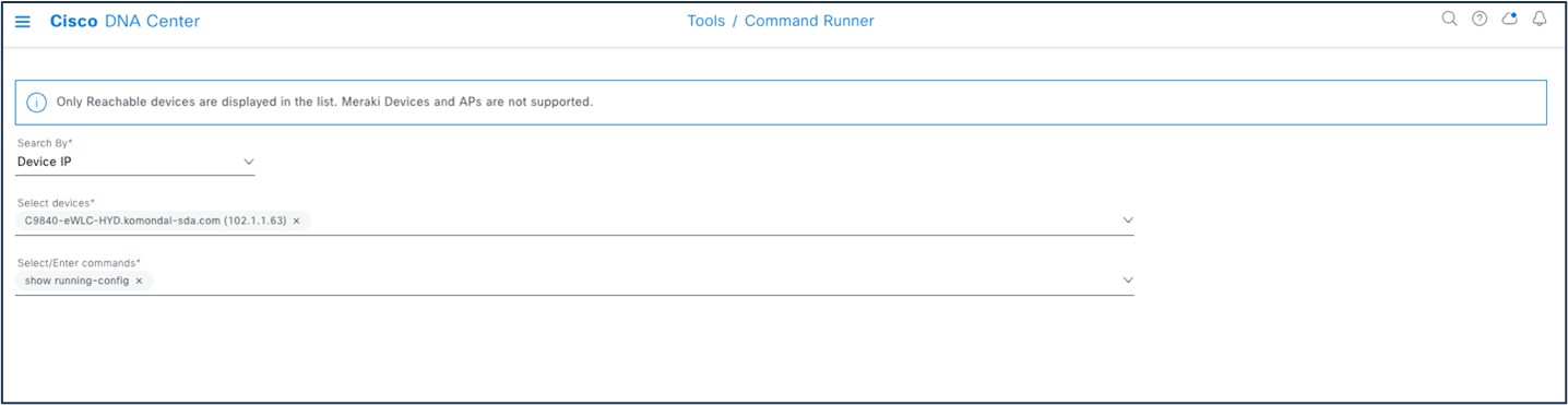 Command Runner exports the running configuration.