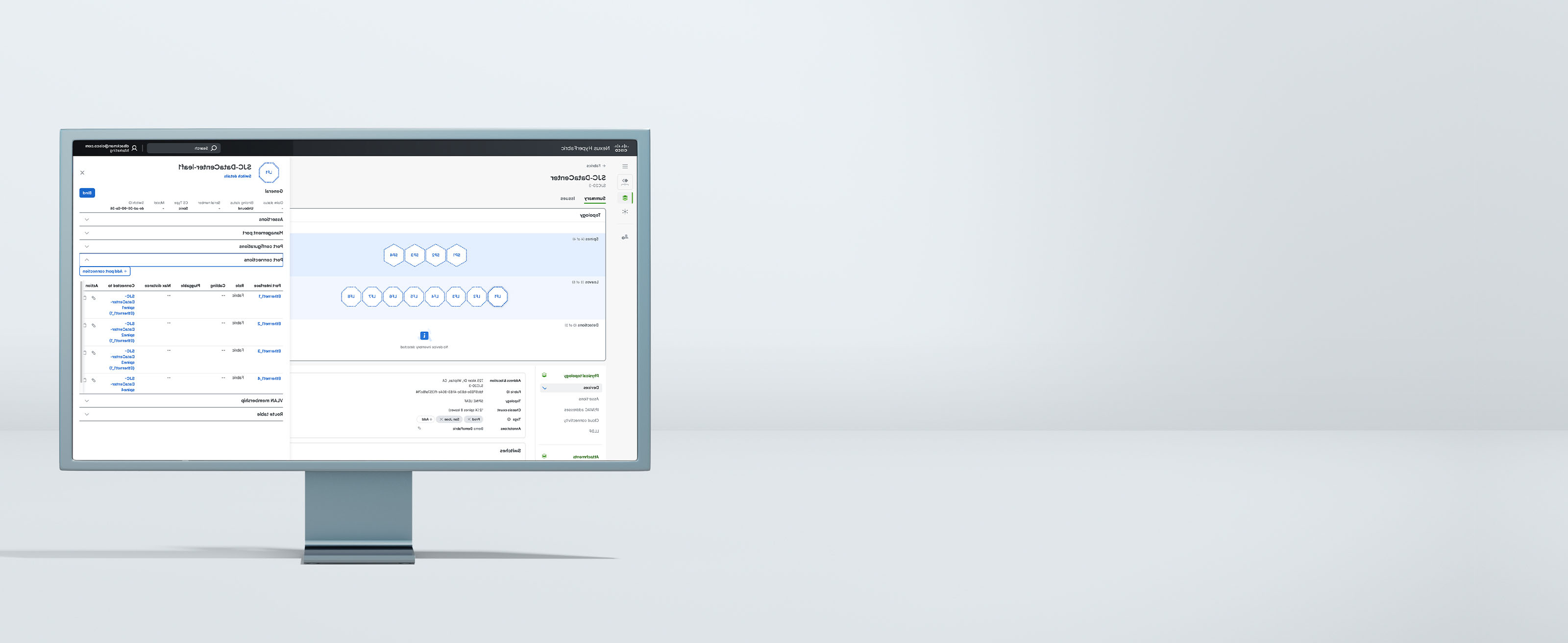 Monitor displaying a dashboard in Nexus Hyperfabric