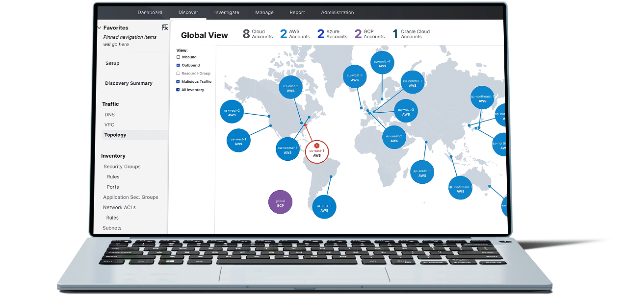 laptop with a world map showing the connection 