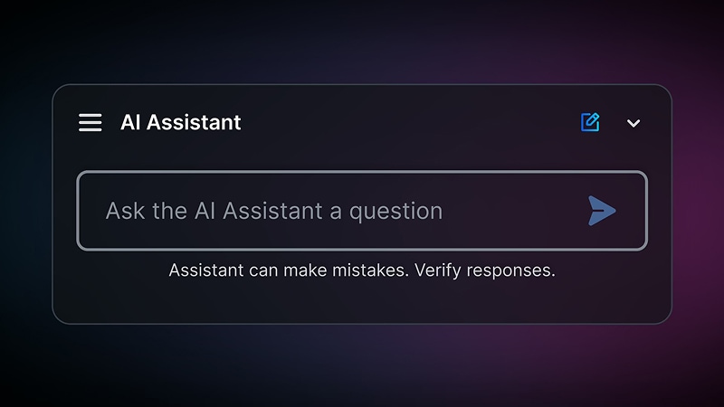 Cisco AI Assistant search bar saying, ‘Ask the AI Assistant a Question, and a note 'Assistant can make mistakes, verify responses.':