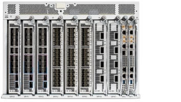 Cisco 8000 series routers in a rack.